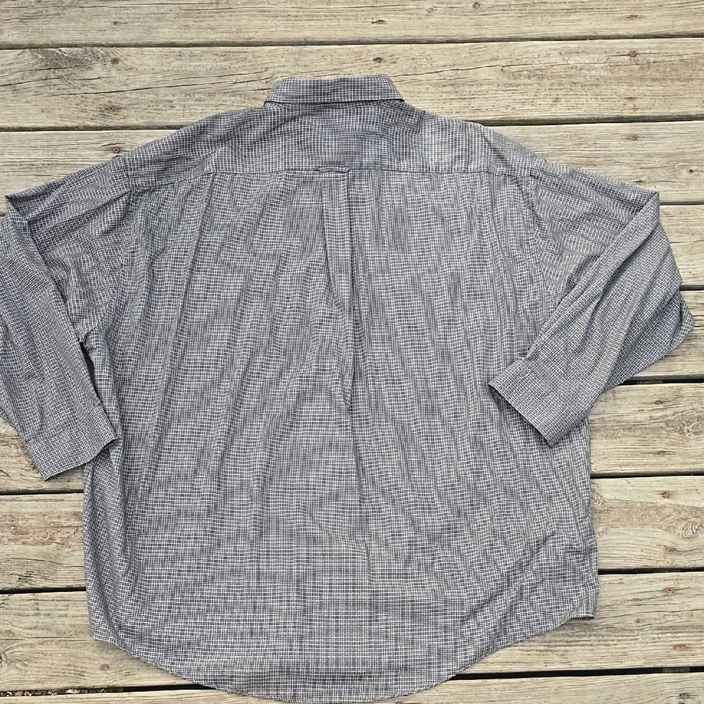 Hunt Club Men's Gray Black Checkered Dress Shirt 3XLT - Picture 6 of 7